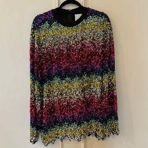 ASHISH sequin scalloped long sleeve top